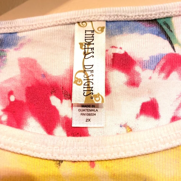 Endless Designs Womens White Floral Shirt Blouse - Picture 7 of 7